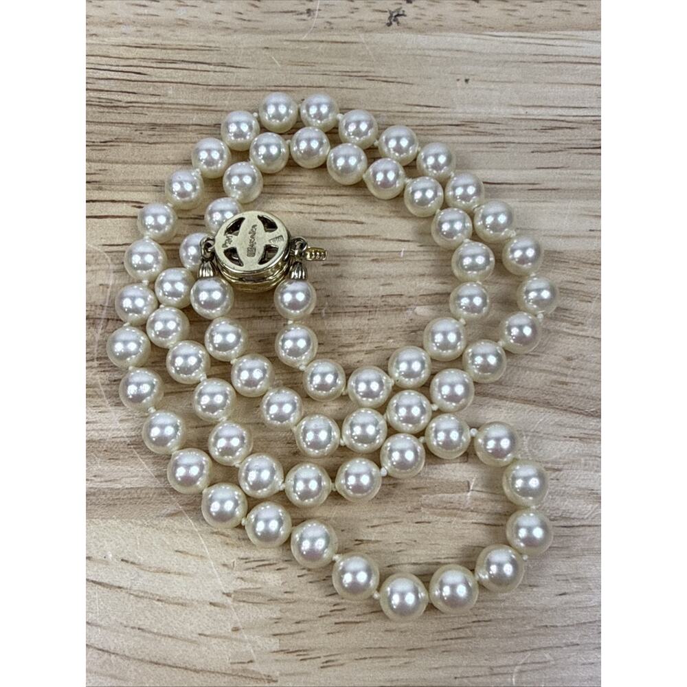 Vintage Majorica Pearl Strand Necklace 925 Sterling Silver Clasp Spain 9” - Picture 4 of 9